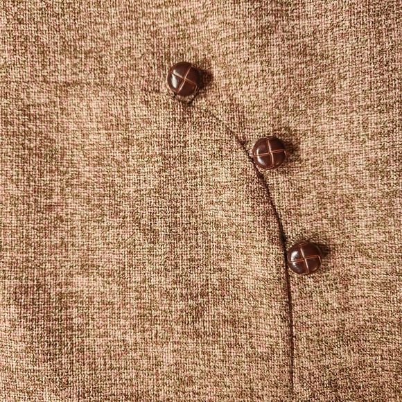 TENSION Brown Tweed A-Line Midi Skirt Decorative Buttons Size 6 - Picture 2 of 6